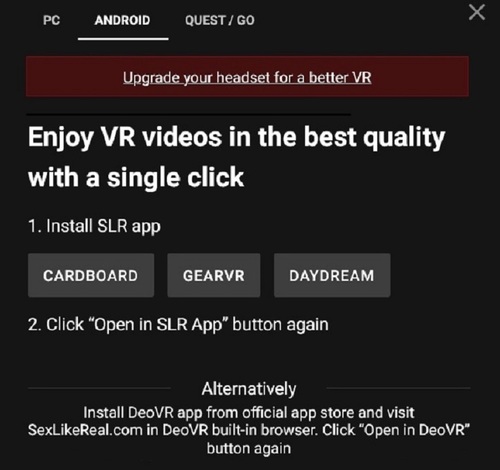 Mobile users install SLR VR.